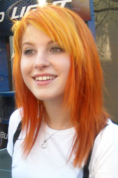 Hayley Williams with Orangeish Hair OrangeYellow Bangs