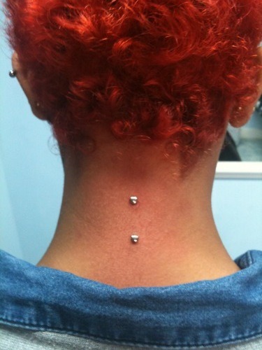dermal piercings on back. fuckyeahbodymods: 2 dermal anchors on back of the neck, on jodie by rachel 