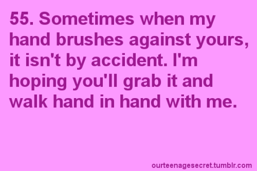 Our Teenage Secret (ourteenagesecret,hand,you,me,accident,brush,walk,hold,love,crush)