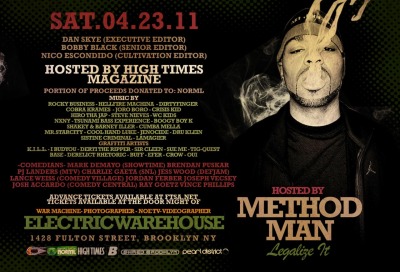 HIGH FIVE  @ The Electric Warehouse Hosted by Method Man and High Times Magazine. 4 stages, live bands, stand up comedians, hot dog eating contest, giveaways, 16 djs and more more more.  Super excited for this one just look at the DJ line-up: HellFire Machina  Dirtyfinger Cobra Krames Joro Boro Hiro ThA Jap Steve Nieves Crisis Kid Boogie Boy K WcKids NXNY Tsunami Bass Experience Shakey Barney Iller Cool Hand Luke Jenocide Dru Klein  Crazy warehouse party, Can’t wait! BUY TICKETS HERE:http://www.ftsa.net/ (Get Facebooked)