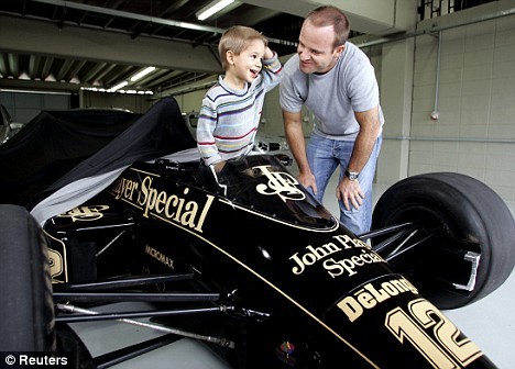 wantrandomness Rubens Barrichello and his son with Ayrton Senna's Lotus