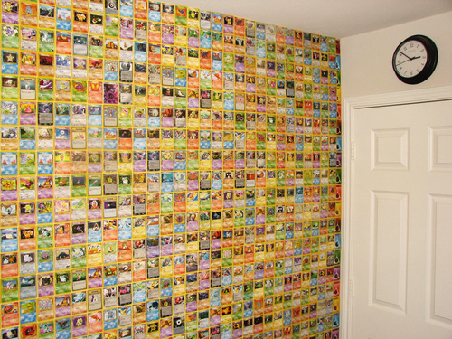 pokemon cards. covered in pokemon cards…