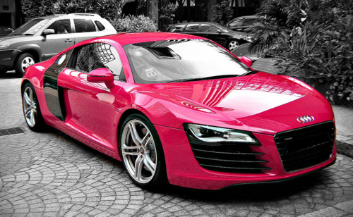 Wanna drive and have this cute pink sports car 