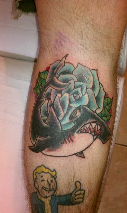 Tagged Shark Tattoo Rose Blue rose Hammerhead Oldschool 