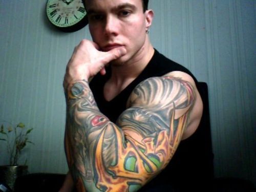 TAGS full sleeve arm tattoo tattoos ink man muscle 