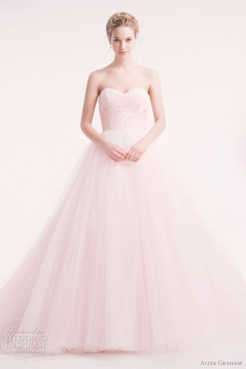 Stunning pale pink tulle strapless ball gown with beaded bodice