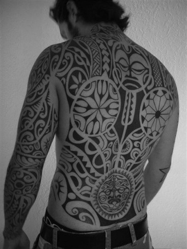 of Positif Tattoo in Aubagne France freehanded this Polynesian back
