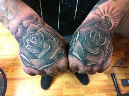 Tags big gus california tattoo hand tattoo roses OTM Guest Artist 