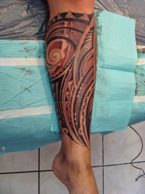 Leg tattoo done by Q