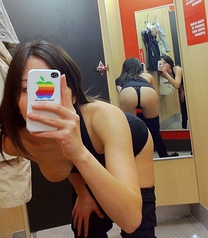 Girl bent over in the mirror at Target store Twitterafterdark If you like 