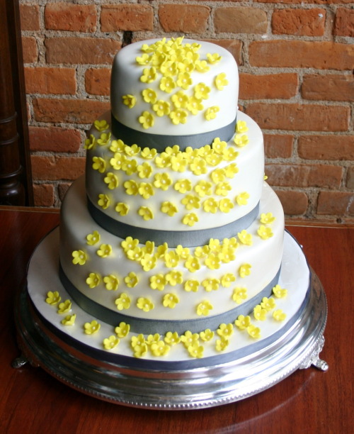 Yellow Grey Wedding Cake