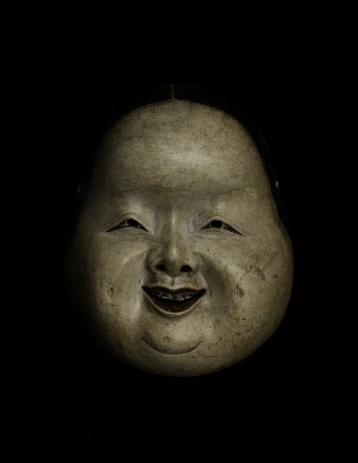 Japanese facial mask for Kyogen Theatre Otogoze Okame Fat simple
