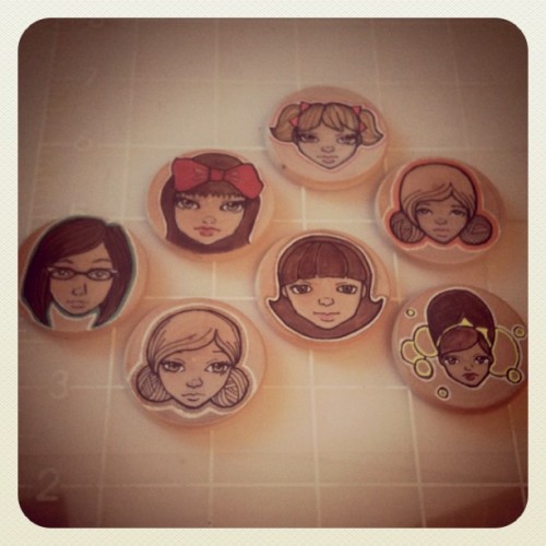 Making buttons for the shop! (Taken with instagram)by Constantly Constance