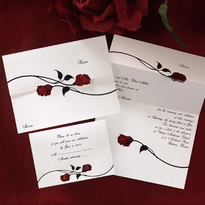 red black white wedding invitations