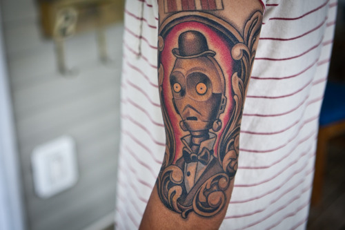 Victorian C3PO by Russ Abbott at Ink and Dagger Tattoo Parlour in Decatur 