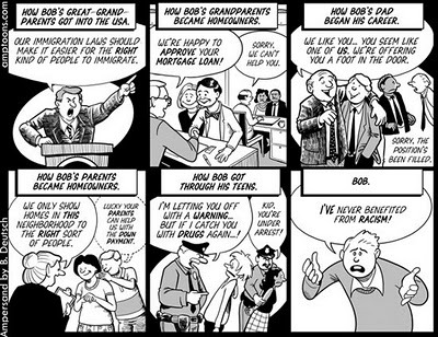 Cartoon:  How Bob Benefited from Discrimination (and never realized it).