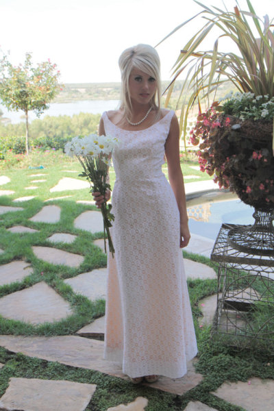Vintage sheath antique lace wedding dress 400