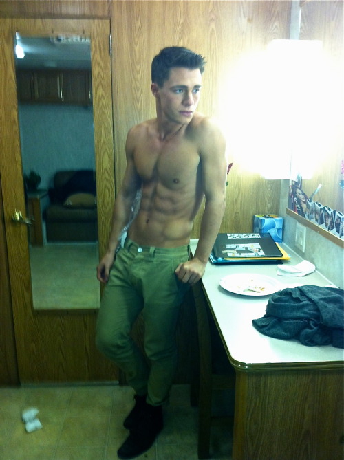 “Shot from Colton’s trailer. We asked him to show us his new body, the product of three months of serious training. Of course, he struck a model pose.” - Jeff Davis