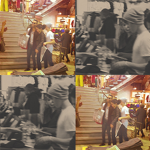  Justin and Selena in Urban Outfitters today 