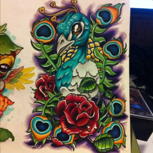 Peacock tattoo design miami prismacolors Taken with instagram 