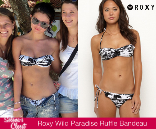 Selena was spotted indulging in some Rio de Janeiro sunshine yesterday, wearing a Roxy Ruffle Bandeau Bikini. It&#8217;s currently discounted by 60% to $16.80 so get in quick if you&#8217;re wanting to buy it. Check it out here.