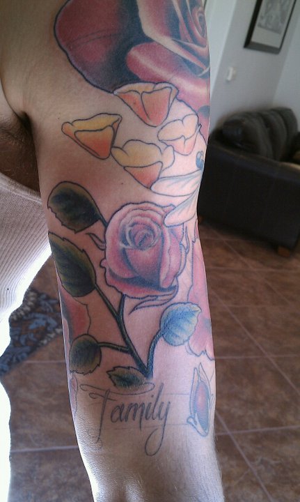 more pics of a sleeve jeff finished bout a year ago rose tattoo sleeve 