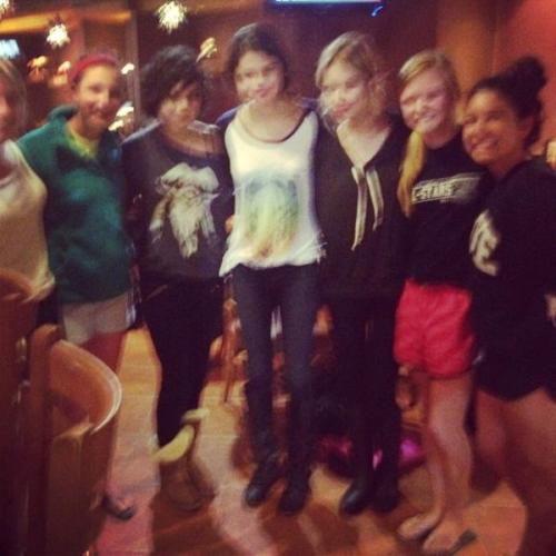 Selena, Vanessa and Ashley Benson at the airport with fans