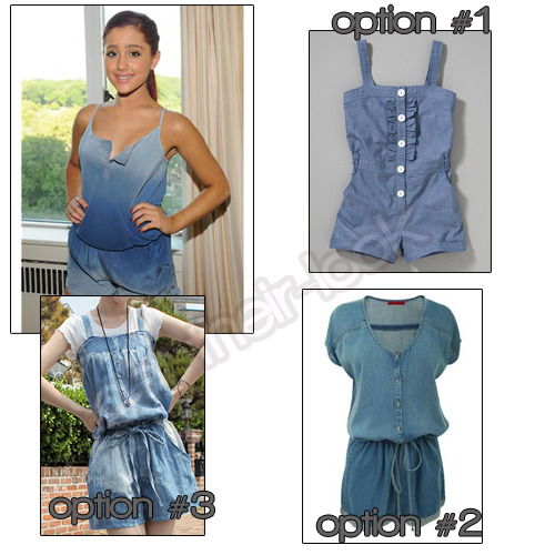 A casual denim playsuit worn by Ariana Grande Get something similar here