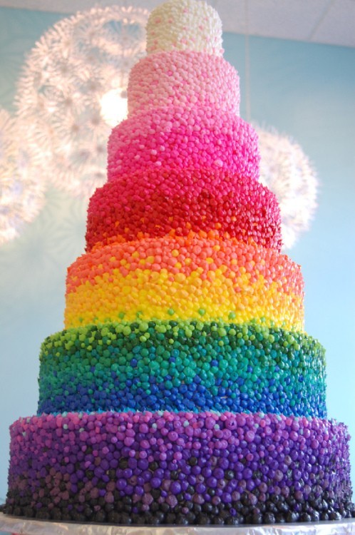 Saw this awesome rainbow wedding cake perfect for rainbow weddings or any 
