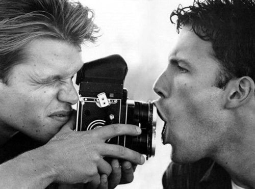 Matt Damon and Ben Affleck and a MF camera.<br />There&#8217;s some doubt as to whether this is a Tele Rolleiflex or a Mamiya C-series TLR range. It&#8217;s not a HB though as I first assumed - cheers for the corrections everyone! 