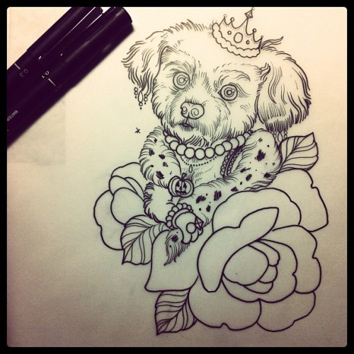 Tomorrows' Duchess Gucci tattoos tattoo sketch dogs poodle rose rose 