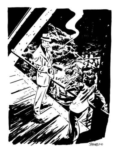 Chris Samnee The initial layout and pencils for this can be seen over on his blog. (God, what I wouldn&#8217;t do to read a Philip Marlowe story by this guy.. amazing.)