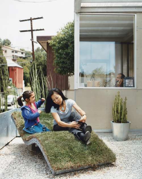 She&#8217;d been begging her parents to swap out the gravel for a real lawn, with chairs and everything. She hadn&#8217;t counted on their literalism. (Photo: Dave Lauridsen; Dwell)