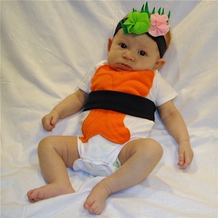 Foodie Baby Halloween Costumes: If your Mom already calls you her little nugget or sweet pea, there’s a solid chance you’ll likely end up dressing up as one of those items for Halloween. Personally, I can’t wait to don my Little Movers diaper with that sushi roll get-up! (via lilsugar)   - Tutu Couture, Fashion