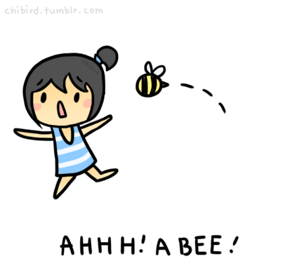 Normally I just stand there and watch while my friends run away from a bee, but if one was legitly chasing me maybe I&#8217;d run. XD