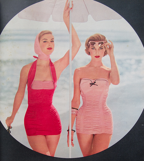  Pretty in pink beachwear, 1950’s 